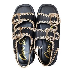 Cape Robbin Black Ofilia Sling Back Open Toe Buckle Sandals 7